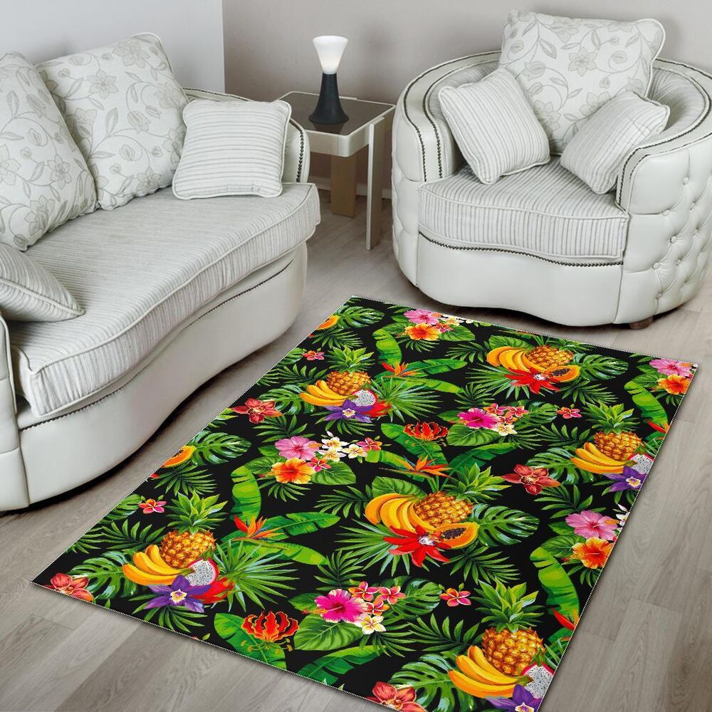 Tropical Hawaiian Fruits Pattern Print Area Rug Floor Decor tropical hawaiian fruits pattern print area rug floor decor 8781