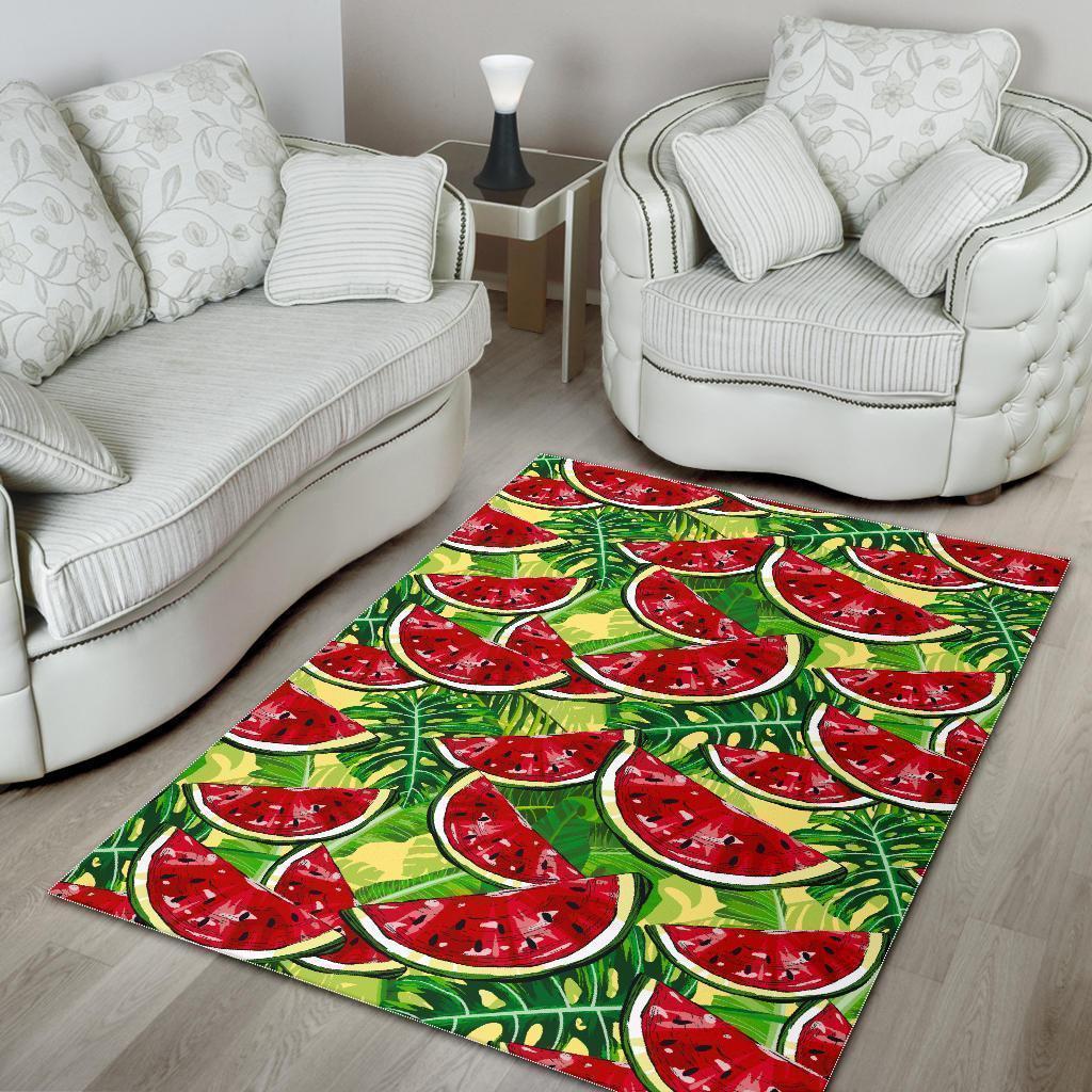 Tropical Leaves Watermelon Pattern Print Area Rug Floor Decor tropical leaves watermelon pattern print area rug floor decor 6975
