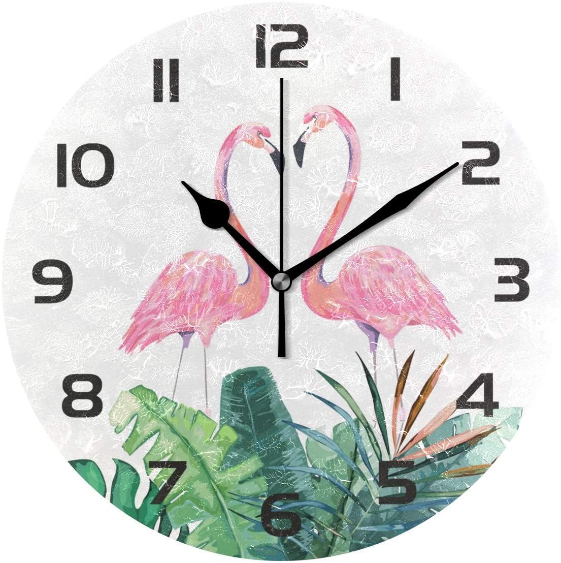 Tropical Life Animal Flamingo Palm Leaves Decorative Wall Clock tropical life animal flamingo palm leaves decorative wall clock 1726