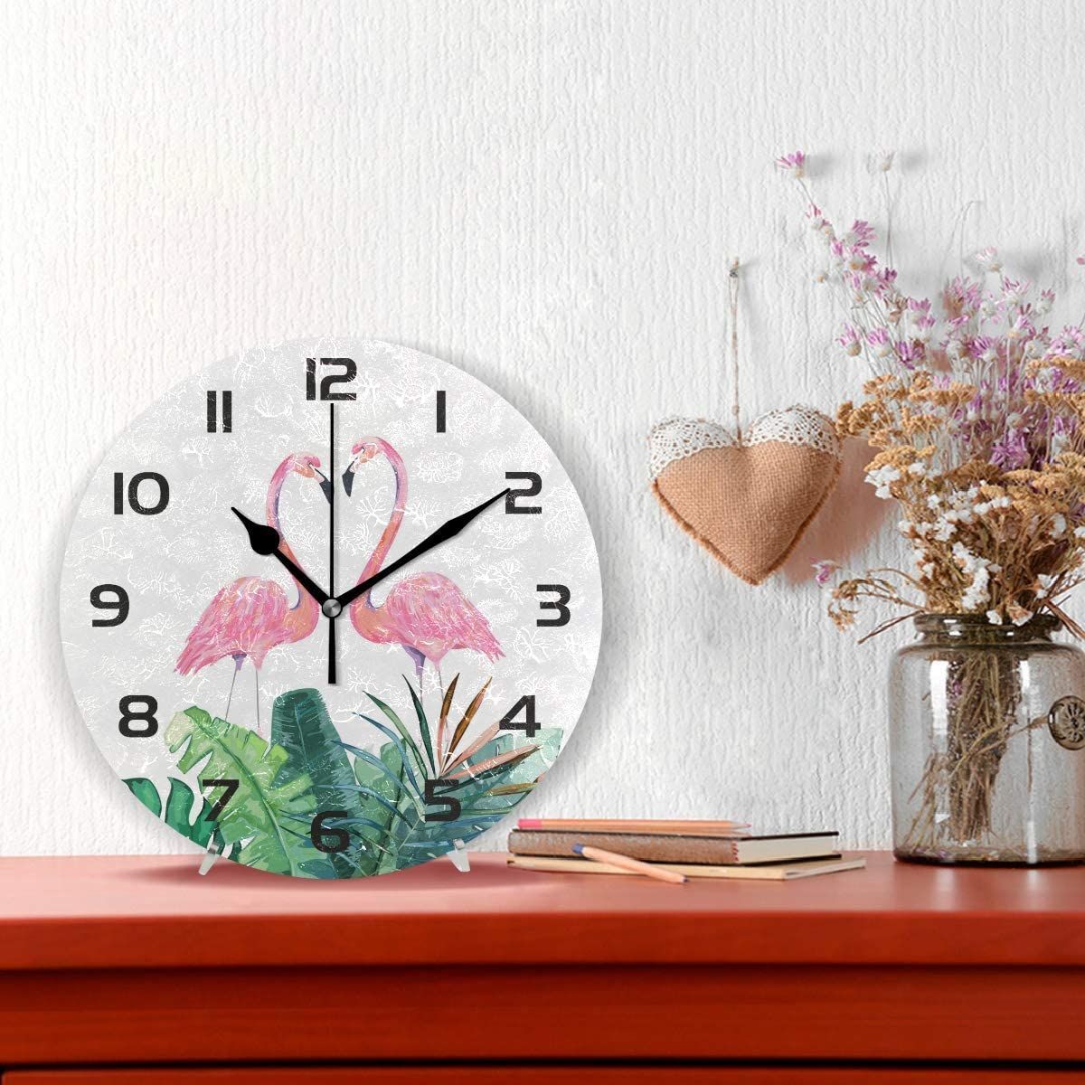 Tropical Life Animal Flamingo Palm Leaves Decorative Wall Clock tropical life animal flamingo palm leaves decorative wall clock 4602