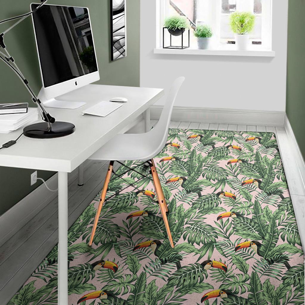 Tropical Palm Leaf And Toucan Print Area Rug Floor Decor tropical palm leaf and toucan print area rug floor decor 1752
