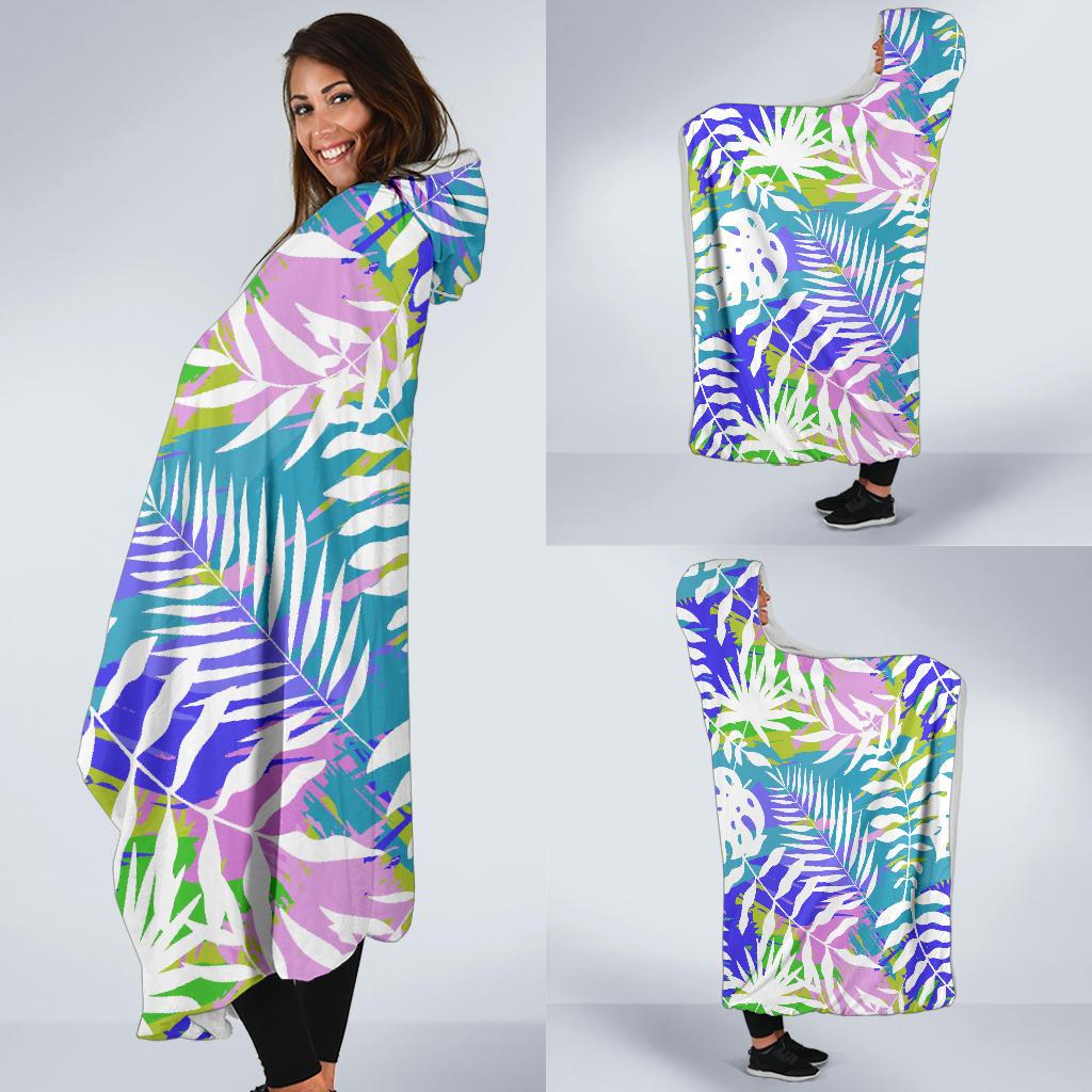 Tropical Palm Leaves Hawaiian Pattern Print Hooded Blanket Cloak Blanket tropical palm leaves hawaiian pattern print hooded blanket cloak blanket 3750