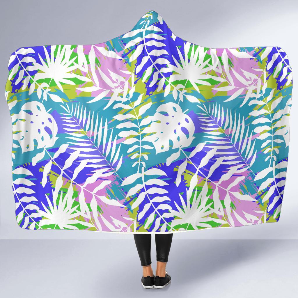 Tropical Palm Leaves Hawaiian Pattern Print Hooded Blanket Cloak Blanket tropical palm leaves hawaiian pattern print hooded blanket cloak blanket 4719