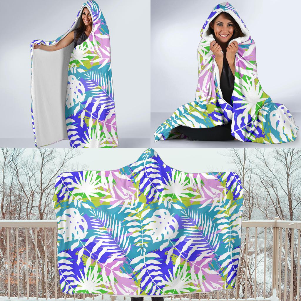 Tropical Palm Leaves Hawaiian Pattern Print Hooded Blanket Cloak Blanket tropical palm leaves hawaiian pattern print hooded blanket cloak blanket 5147