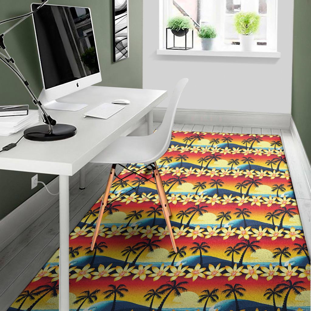 tropical sunset pattern print area rug floor decor 8071