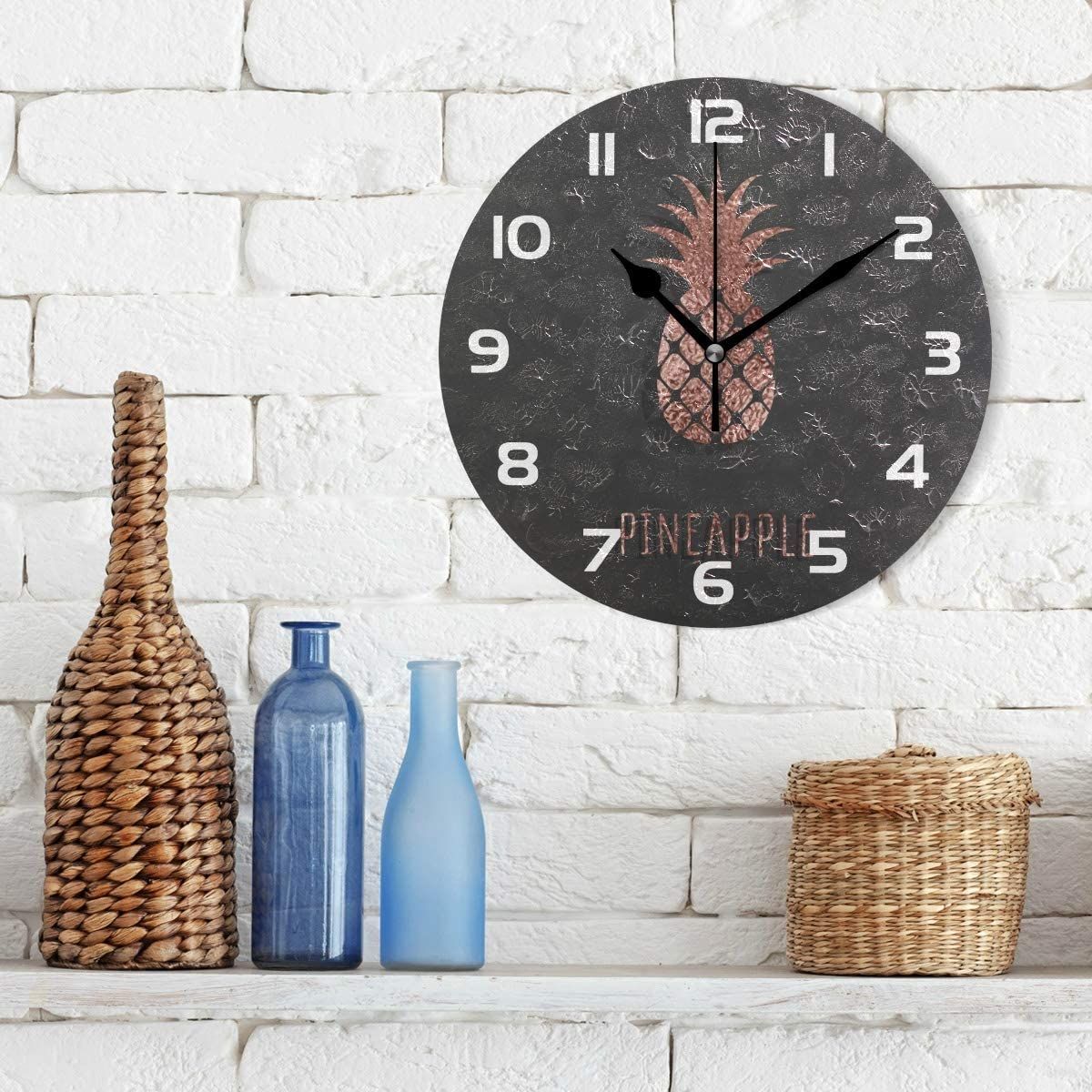 tropicallife rose gold foil pineapple decorative wall clock 7140