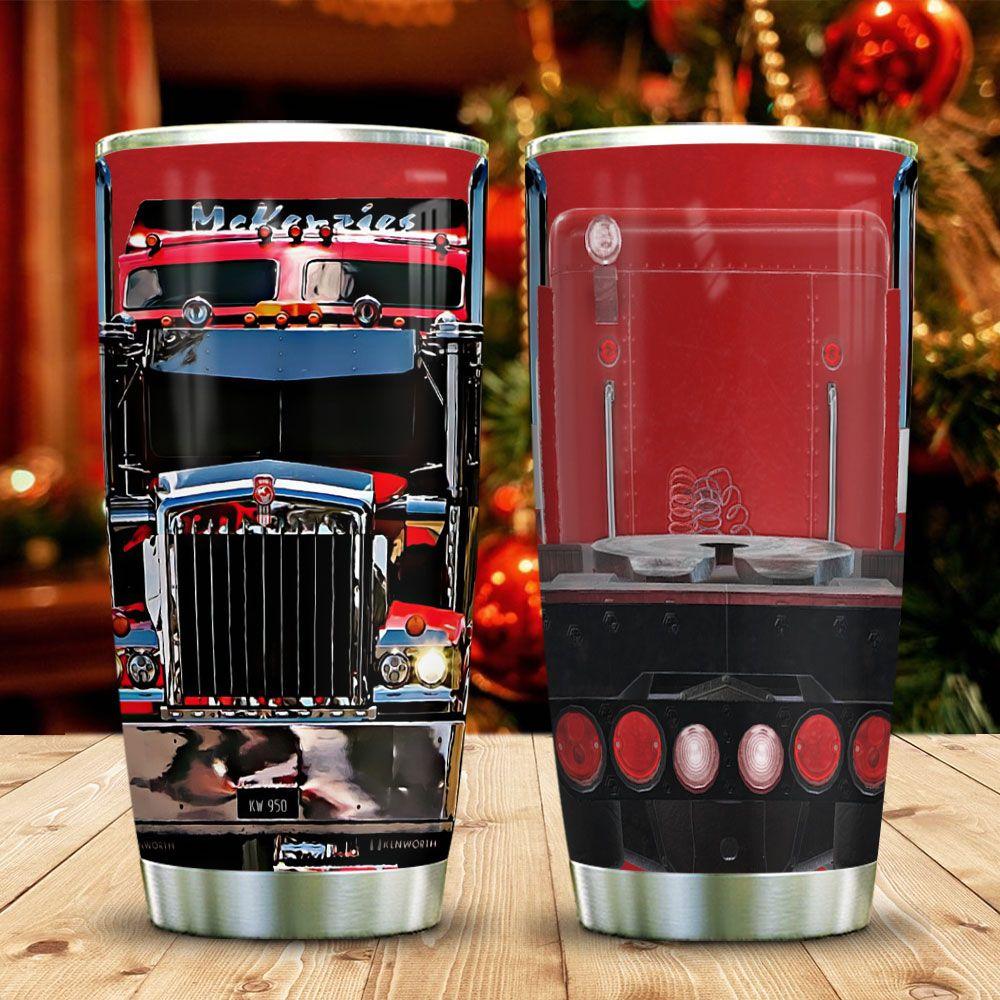 truck red and blue stainless steel tumbler 2100