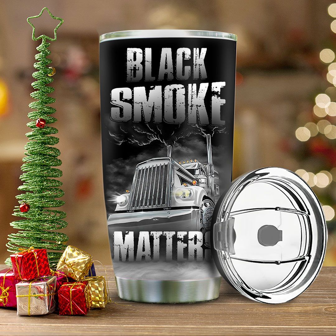 trucker black smoke matters personalized stainless steel tumbler 8599