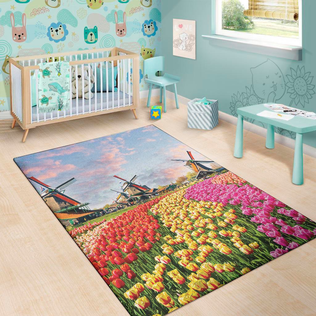 tulip field print area rug floor decor 1283