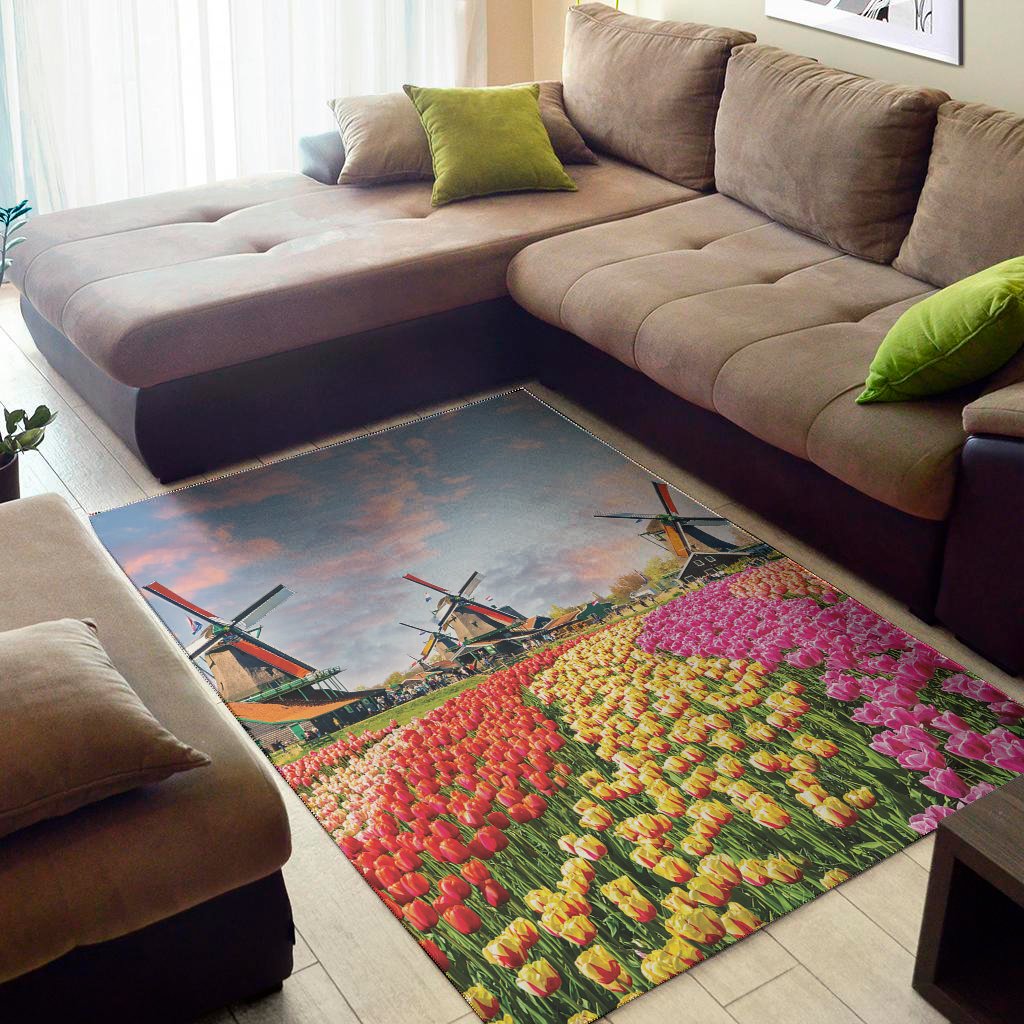 tulip field print area rug floor decor 2122