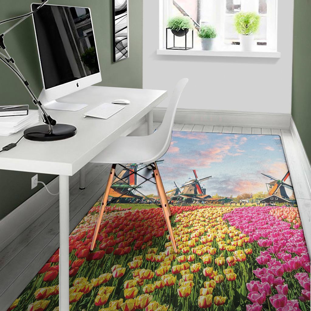 tulip field print area rug floor decor 3997