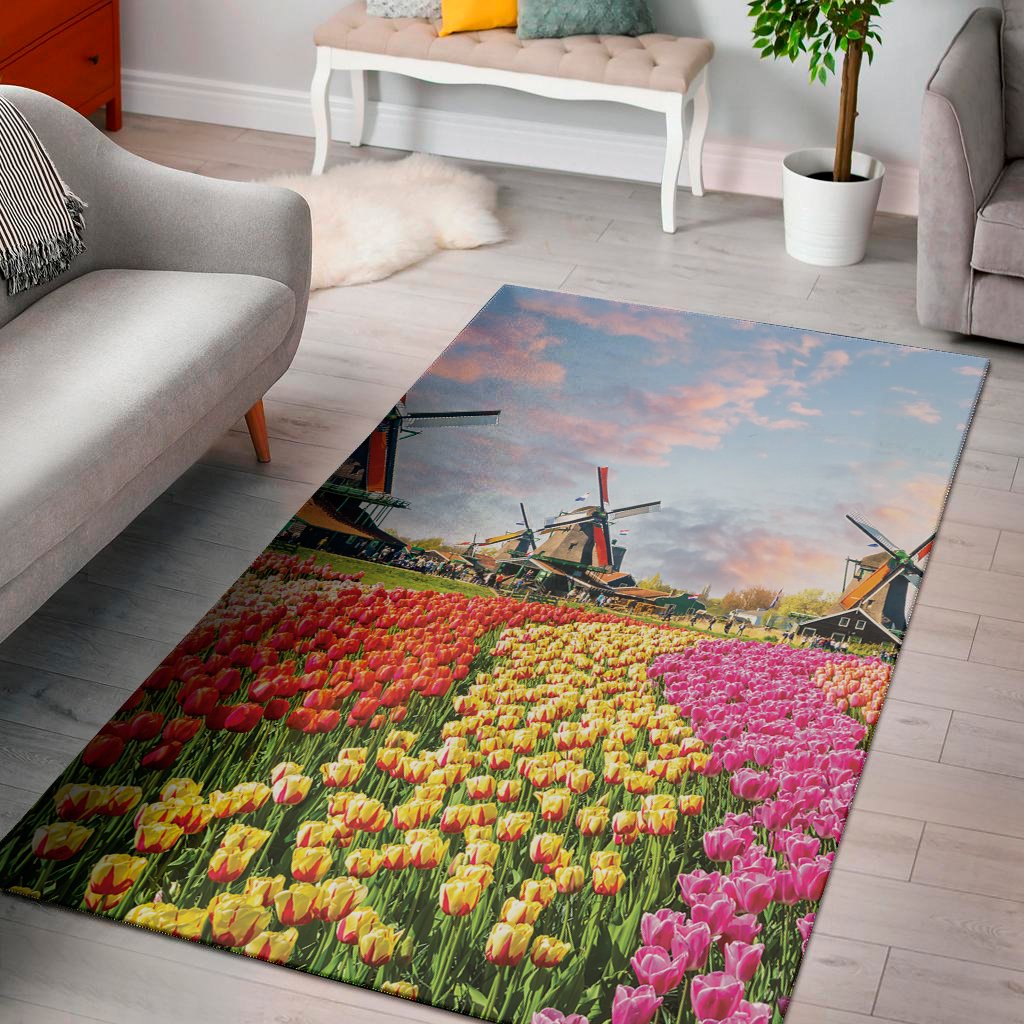 tulip field print area rug floor decor 8577