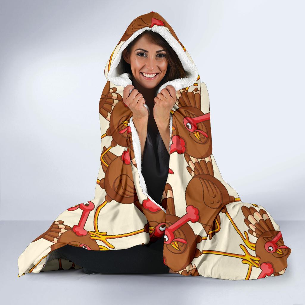 Turkey Thankgiving Pattern Print Hooded Blanket Cloak Blanket turkey thankgiving pattern print hooded blanket cloak blanket 4243