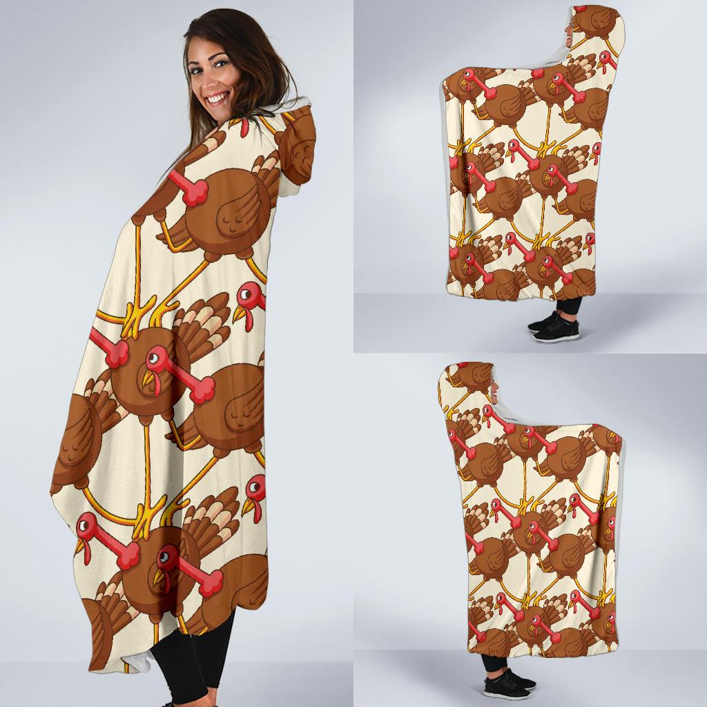 Turkey Thankgiving Pattern Print Hooded Blanket Cloak Blanket turkey thankgiving pattern print hooded blanket cloak blanket 5350