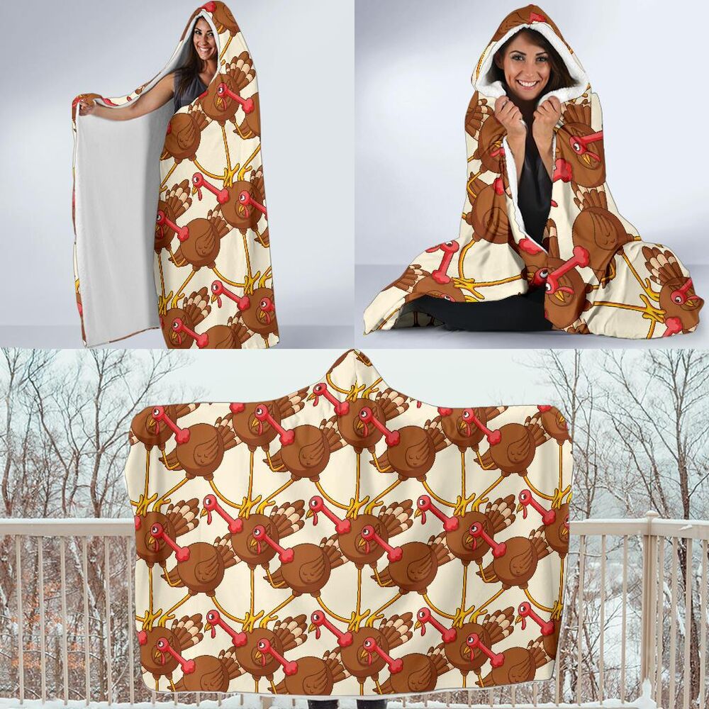 Turkey Thankgiving Pattern Print Hooded Blanket Cloak Blanket turkey thankgiving pattern print hooded blanket cloak blanket 8211
