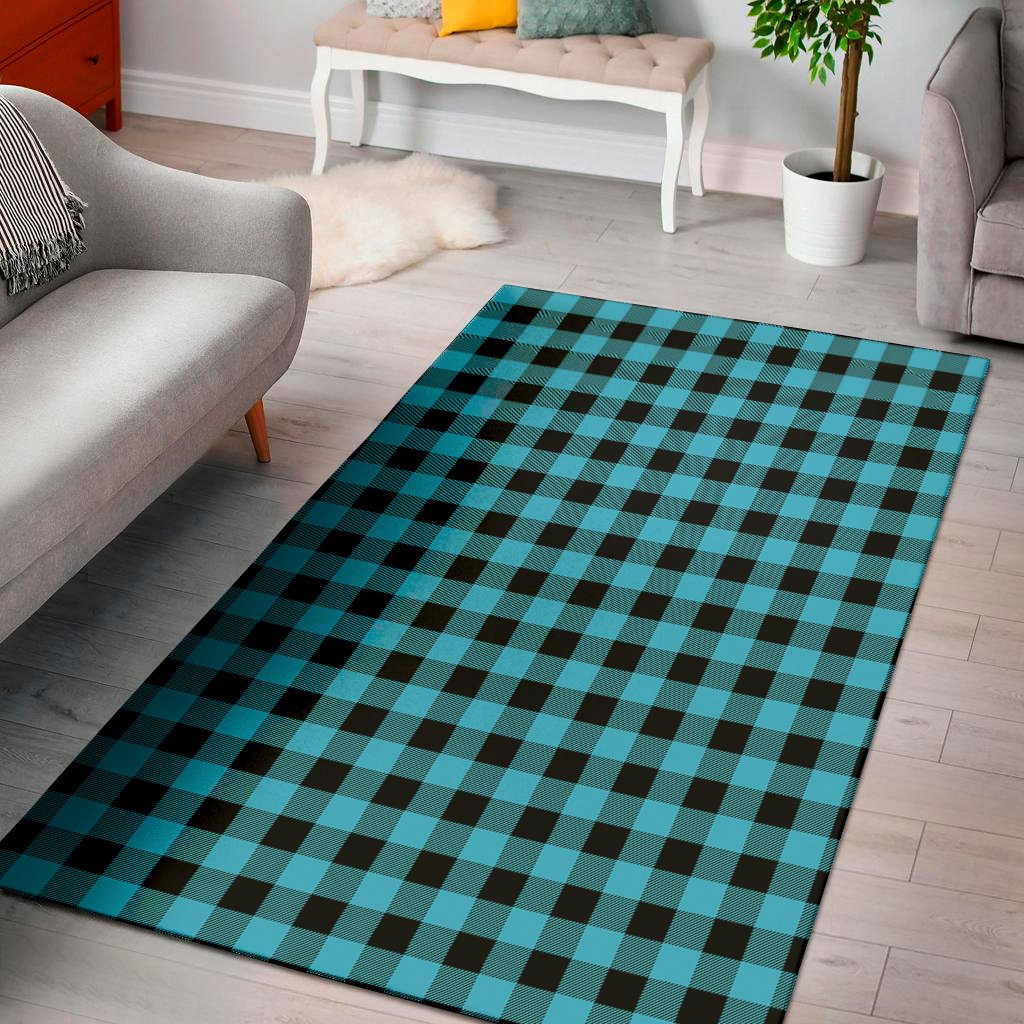 turquoise and black buffalo check print area rug floor decor 3682