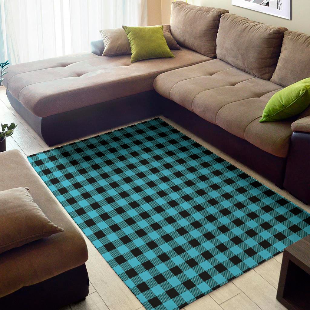 turquoise and black buffalo check print area rug floor decor 7240