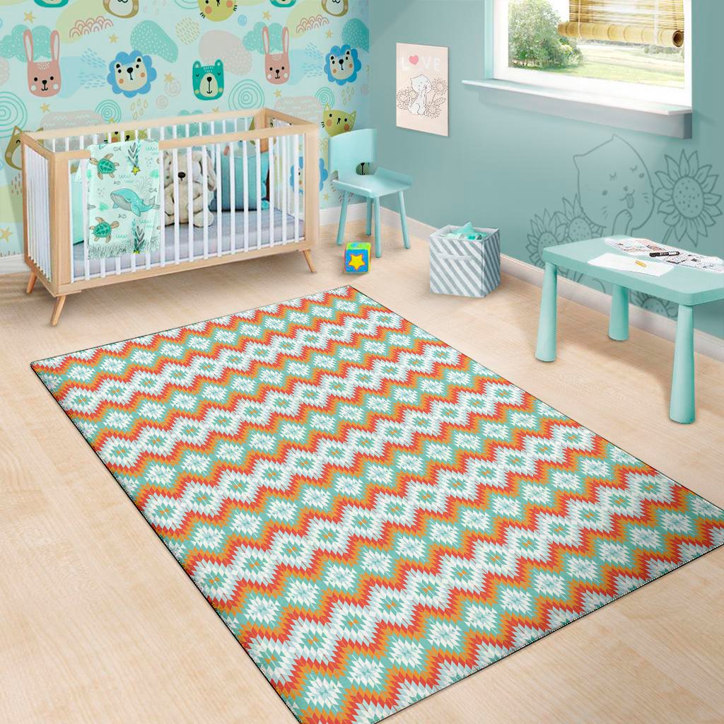 turquoise native american pattern print area rug floor decor 1595