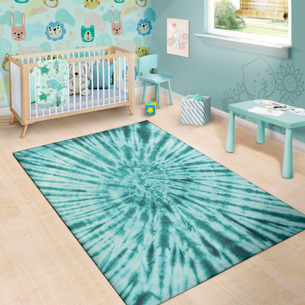 turquoise tie dye print area rug floor decor 1215