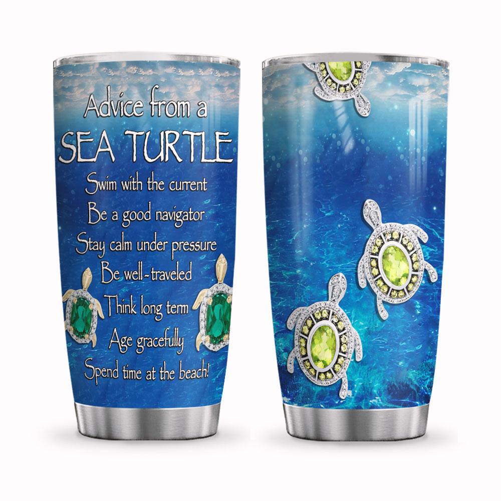 turtle gemstone personalized stainless steel tumbler 6196