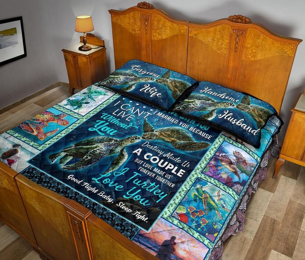 turtle love made us forever together best valentine wedding anniversary gifts for husband and wifer bedding sets 3757