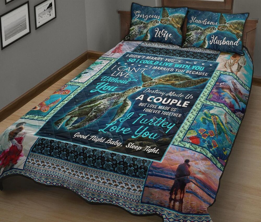 turtle love made us forever together best valentine wedding anniversary gifts for husband and wifer bedding sets 4933