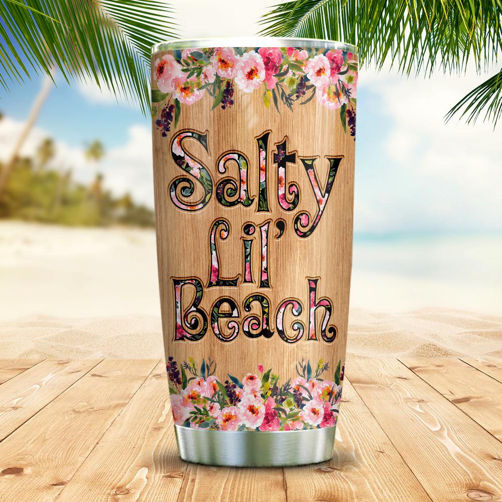 turtle salty lil beach wood style personalized stainless steel tumbler 4769