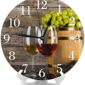 two glasses of wine with fresh grapes printed wall clock 7391