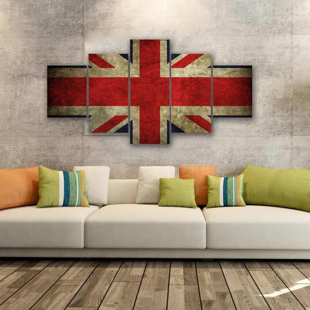uk flag abstract 5 panel canvas art wall decor 7951