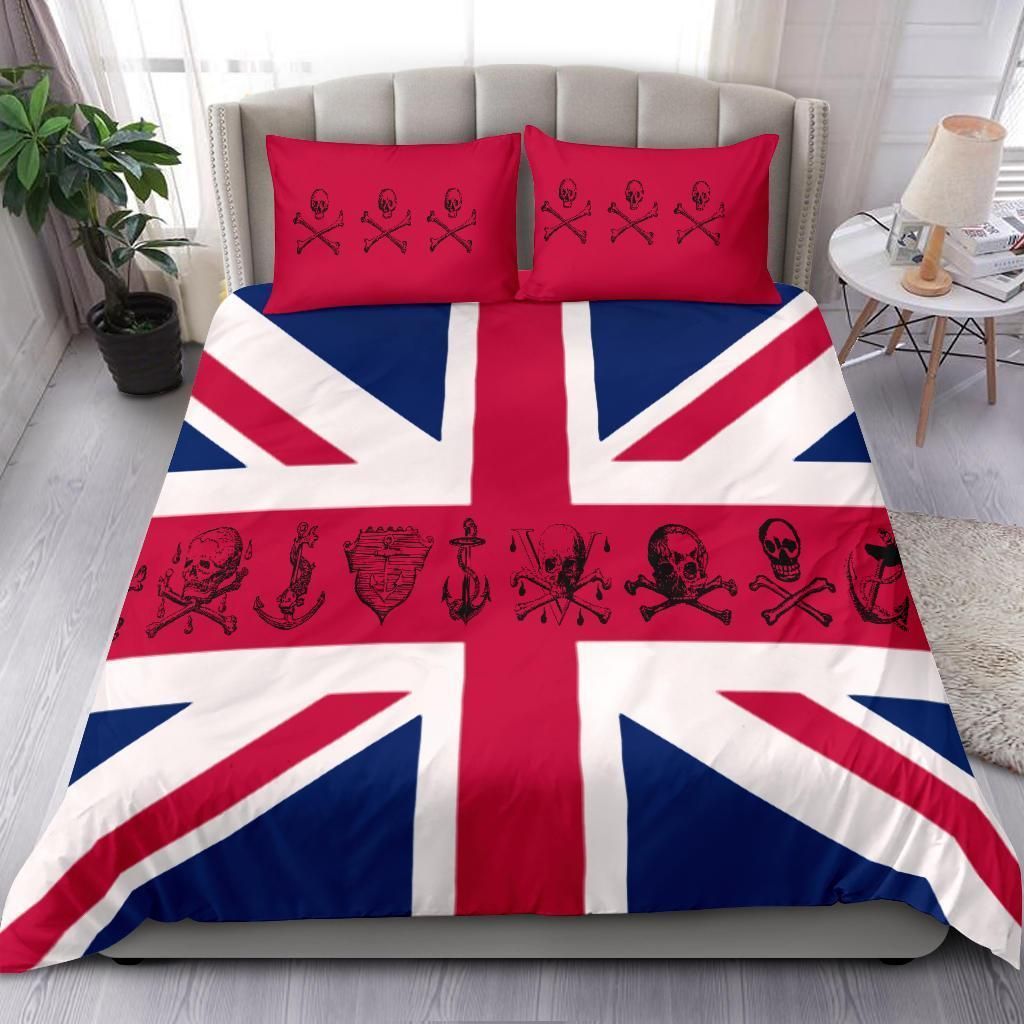 uk flag with pirate skulls bedding set united kingdom skull flag 7006