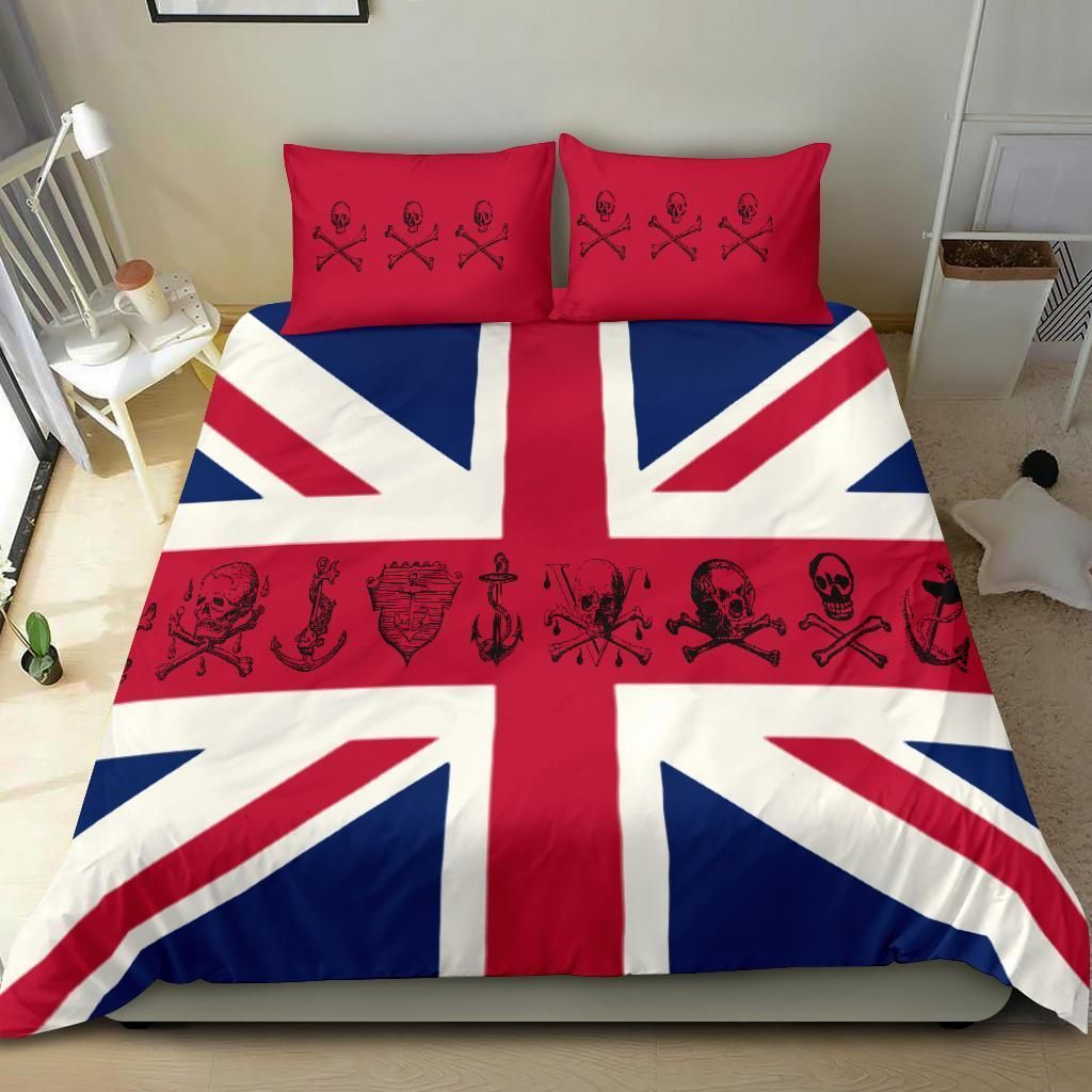 uk flag with pirate skulls bedding set united kingdom skull flag 7472