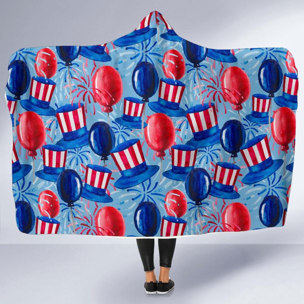 Uncle Sam Balloon Pattern Print Hooded Blanket Cloak Blanket uncle sam balloon pattern print hooded blanket cloak blanket 6477