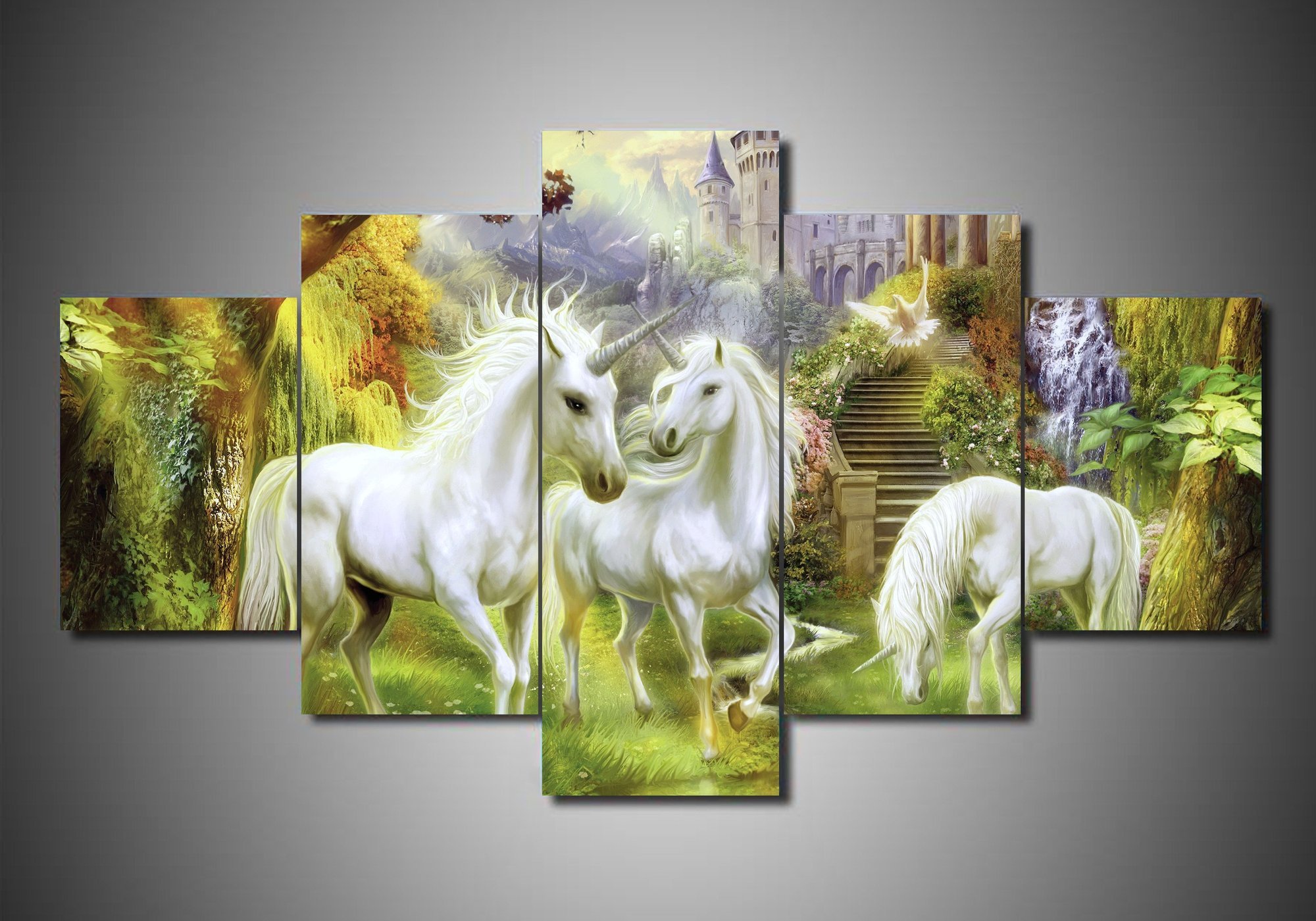 Unicorn 7 - Abstract Animal 5 Panel Canvas Art Wall Decor unicorn 7 abstract animal 5 panel canvas art wall decor 7320