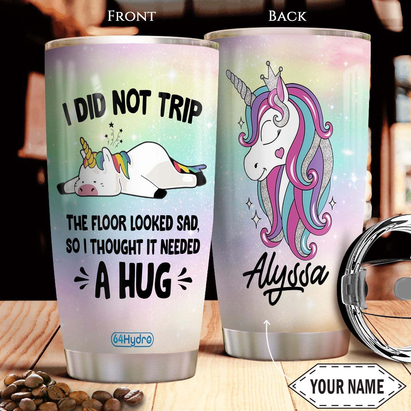unicorn personalized stainless steel tumbler 7564