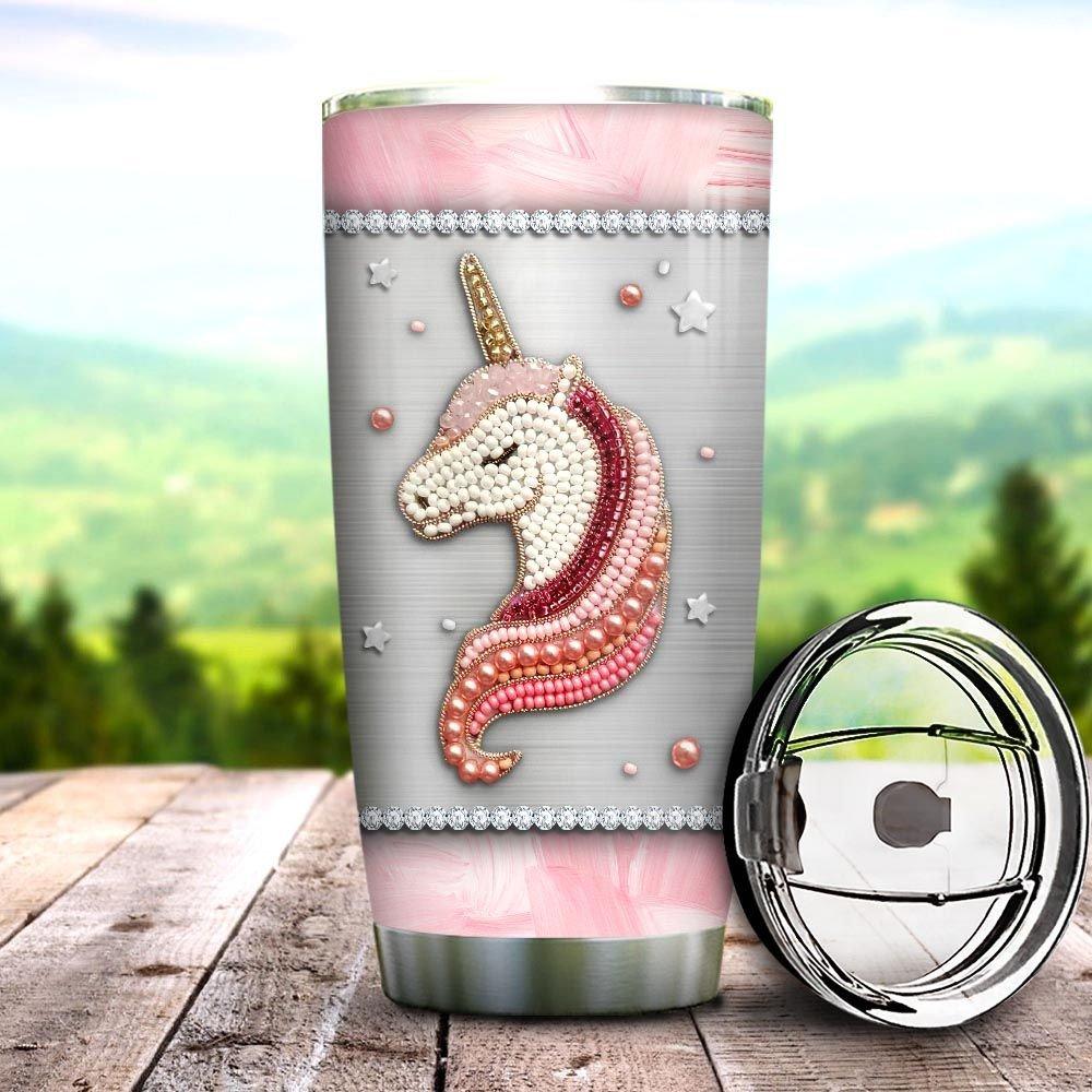 unicorn pink jewelry style personalized stainless steel tumbler 1747