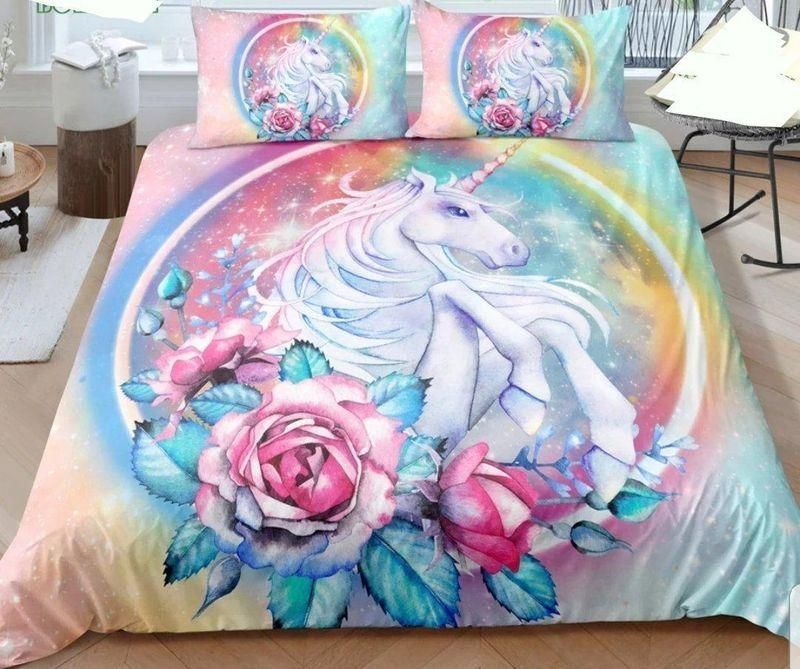unicorn watercolour bedding set bedroom decor 2623