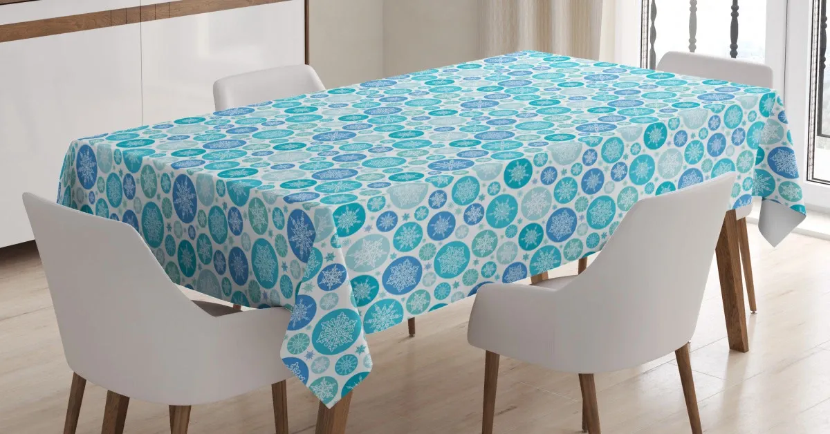 unique snow in rounds 3d printed tablecloth table decor 6548