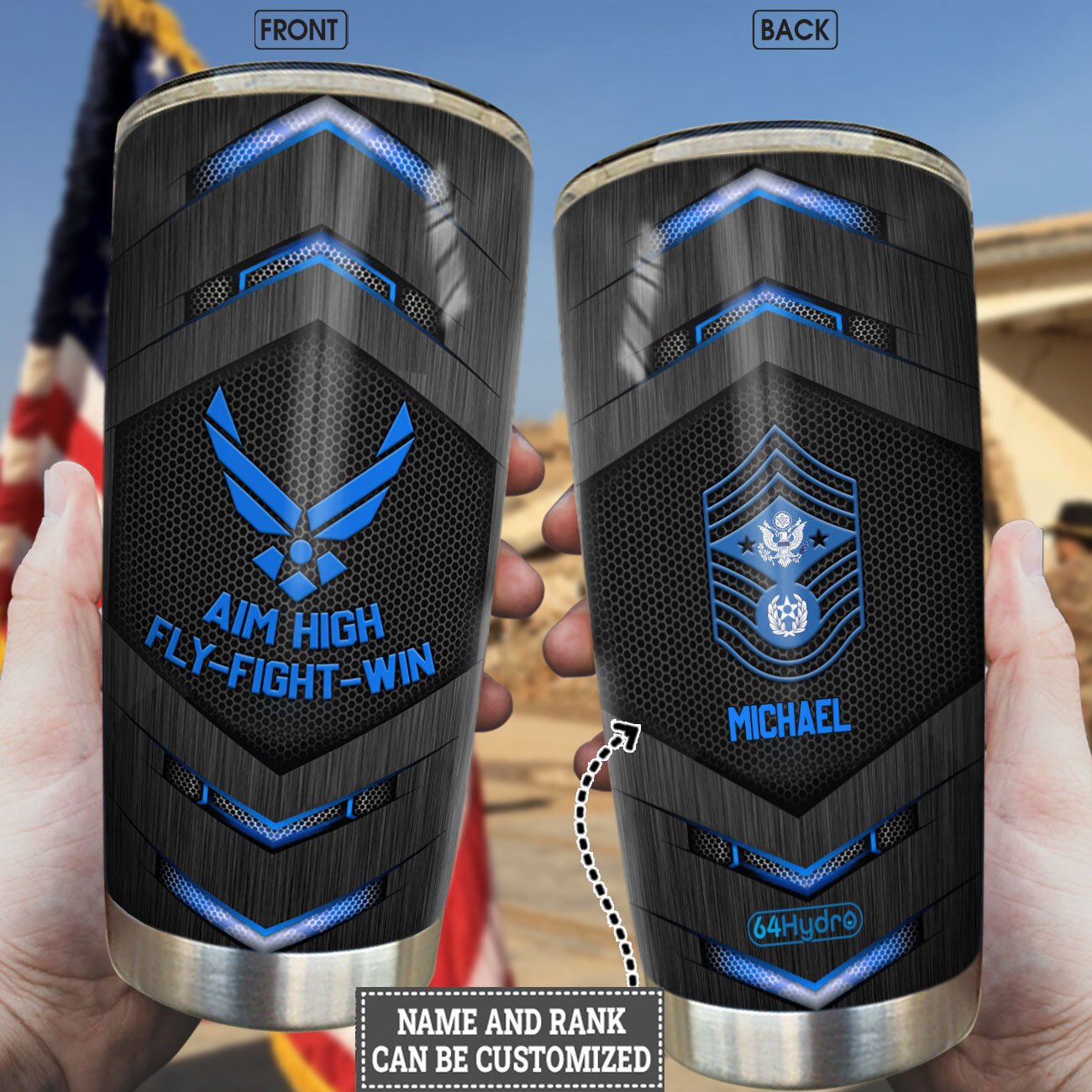 us air force fly fight win customized stainless steel tumbler 1035
