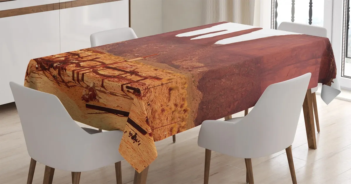 valley view of western 3d printed tablecloth table decor 6271