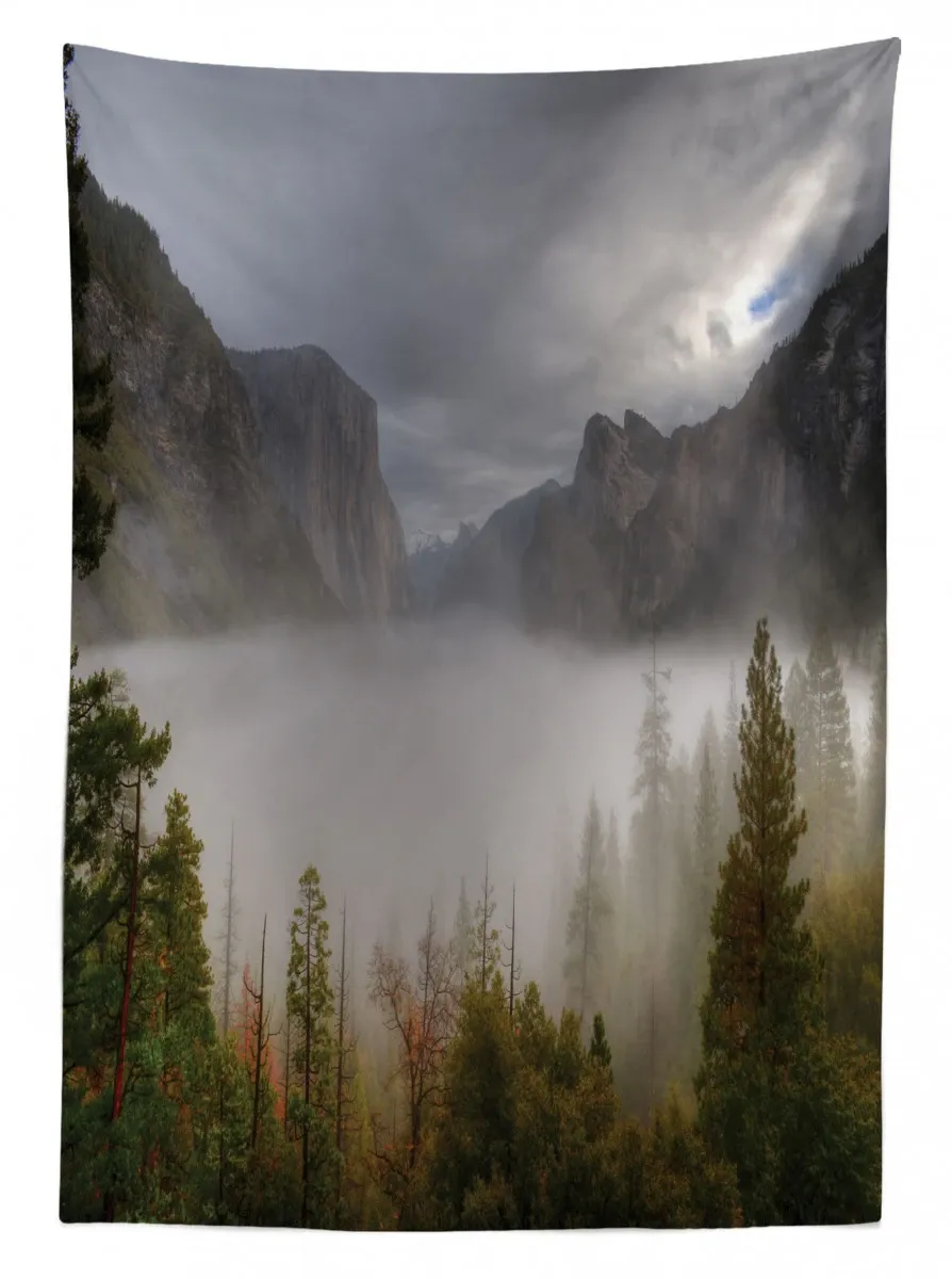 valley yosemite in fall 3d printed tablecloth table decor 4193