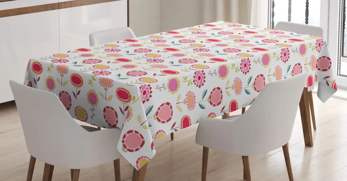 vibrant and doodle style 3d printed tablecloth table decor 5043