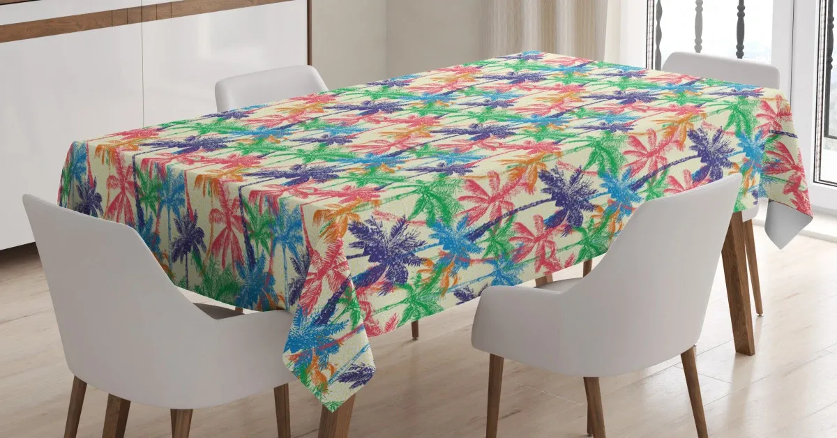 vibrant tropic palm trees 3d printed tablecloth table decor 7837