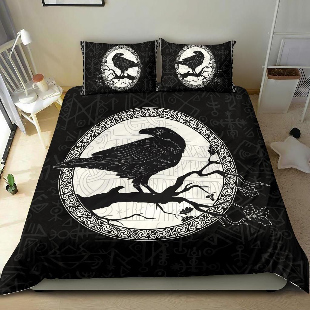 viking raven black and white bedding set bedroom decor 1454