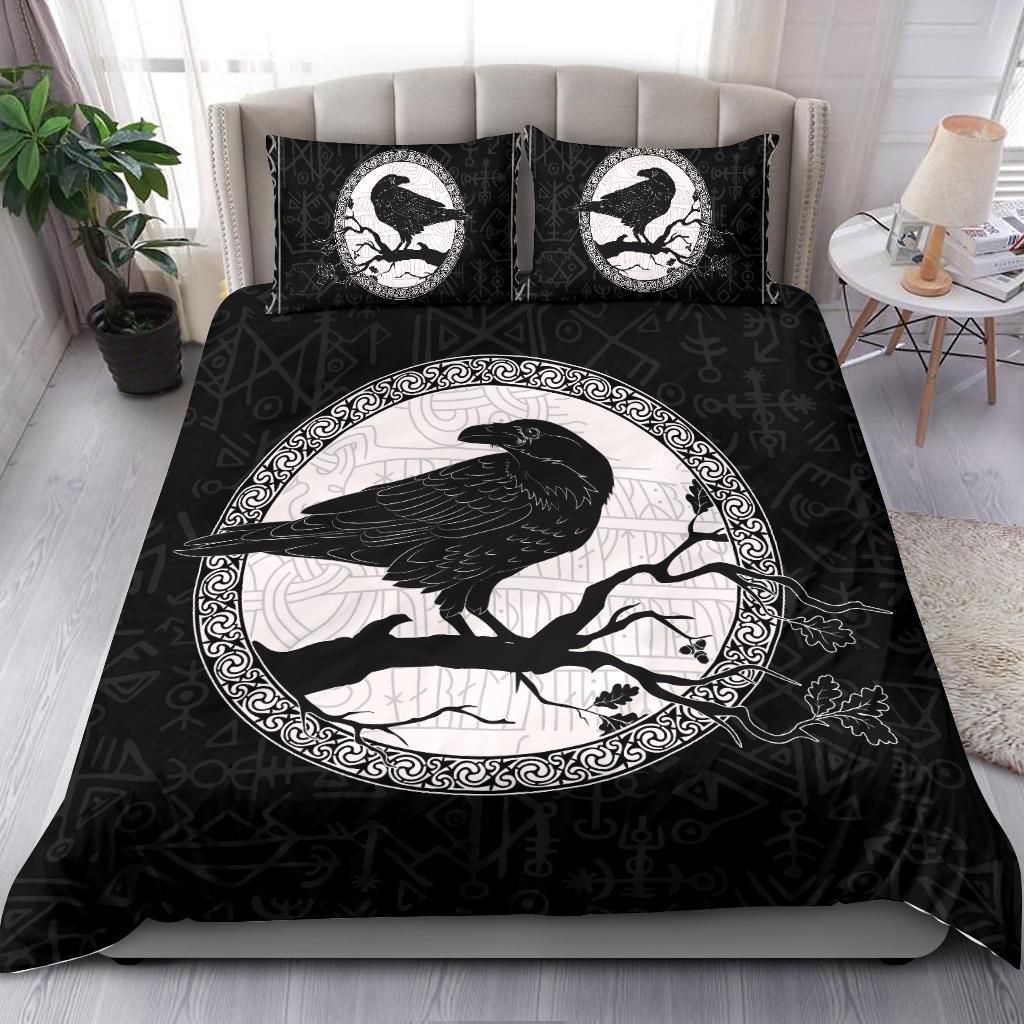 viking raven black and white bedding set bedroom decor 7556