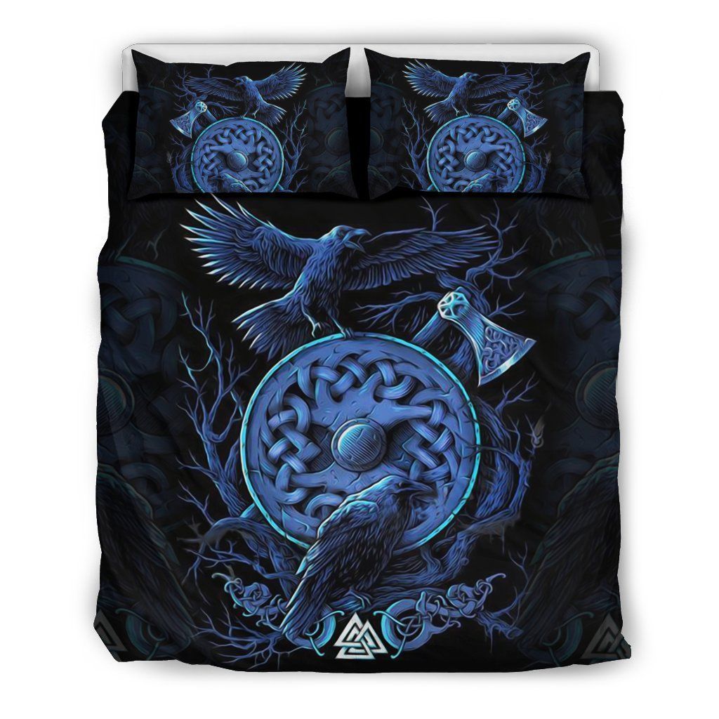 Viking Raven Blue Bedding Set Bedroom Decor viking raven blue bedding set bedroom decor 4133