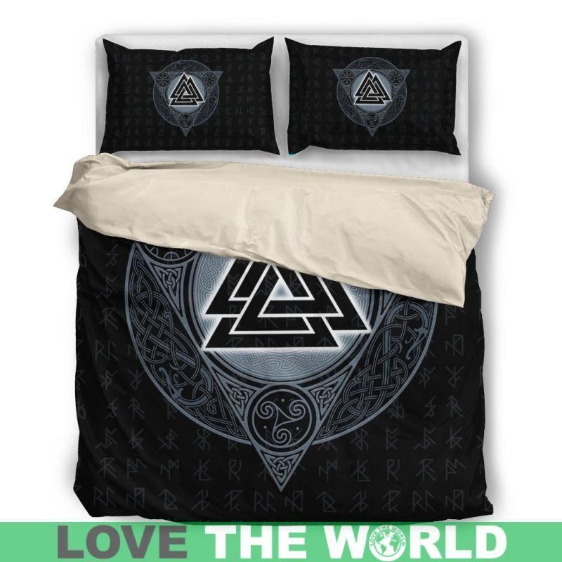 viking strange signs black and gray bedding set bedroom decor 4149