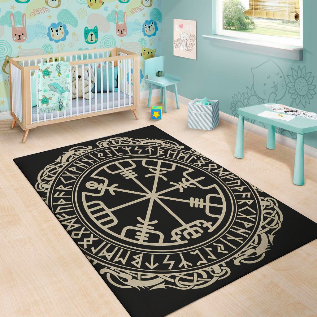 viking vegvisir print area rug floor decor 8970