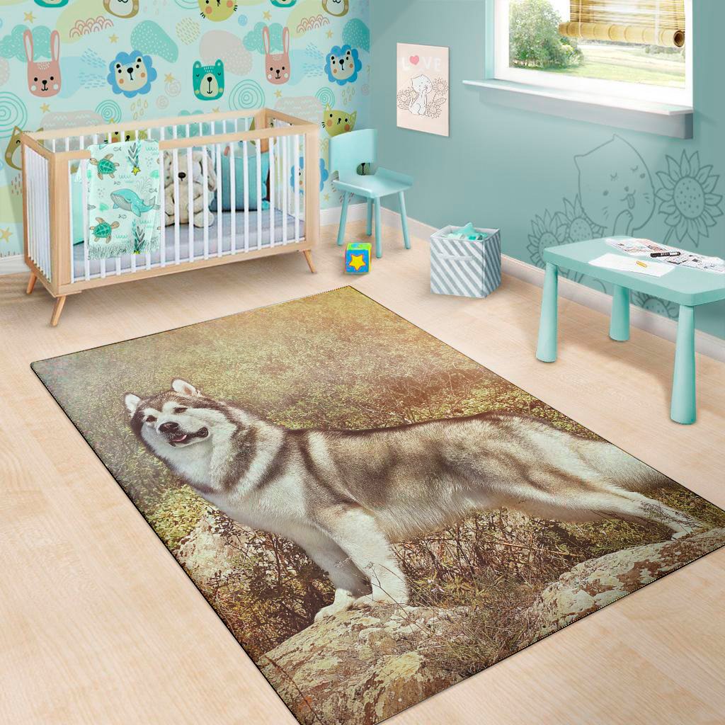 vintage alaskan malamute print area rug floor decor 1755