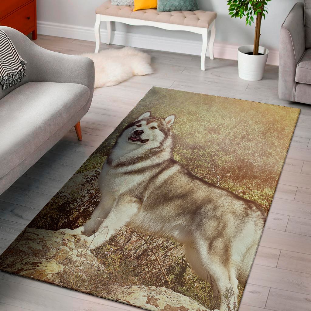 vintage alaskan malamute print area rug floor decor 5787