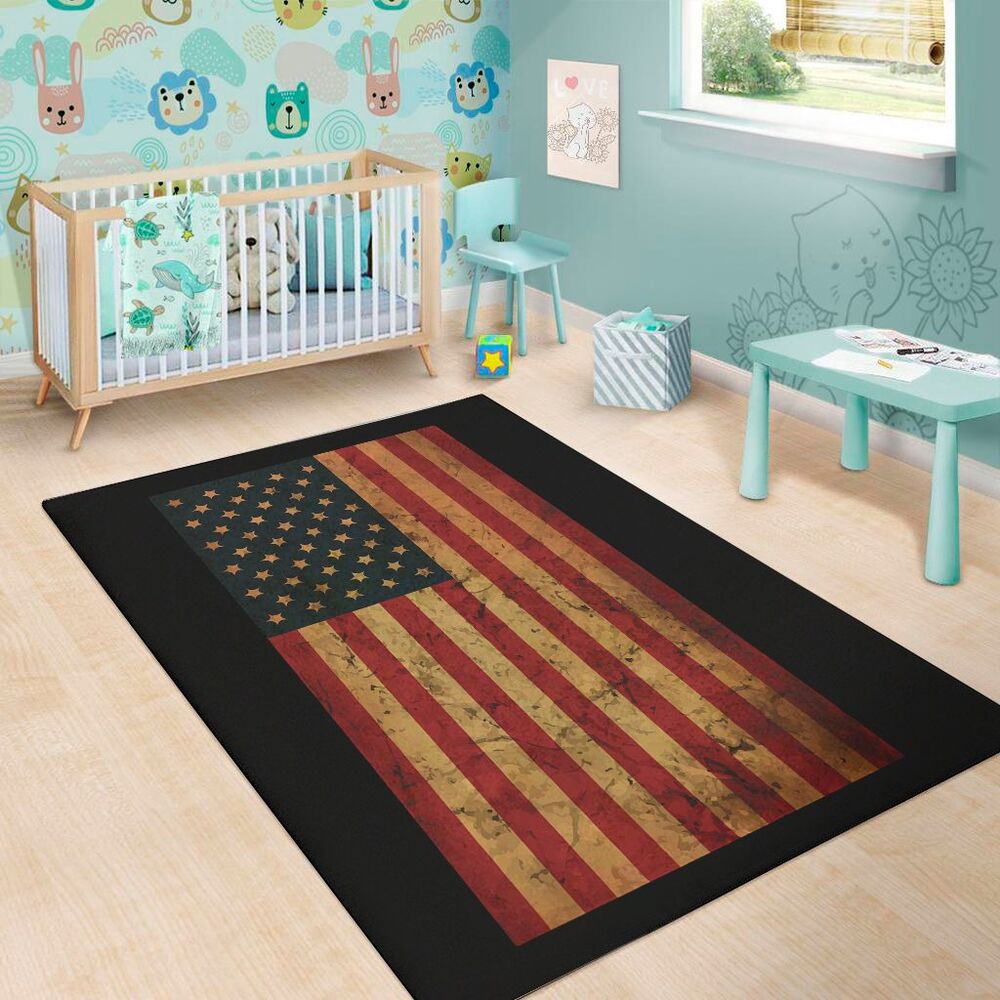 vintage american flag print area rug floor decor 4826